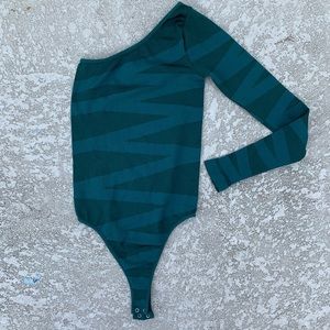 Bebe one shoulder emerald green bodysuit